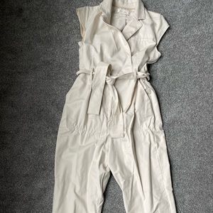 Anthropologie cream short sleeve jumpsuit